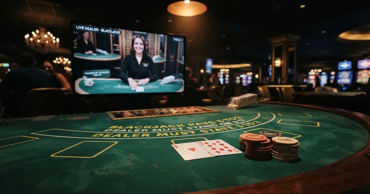 Zaruri roșii pe marginea unei mese de craps, sub o lumină verzuie — live blackjack în românia